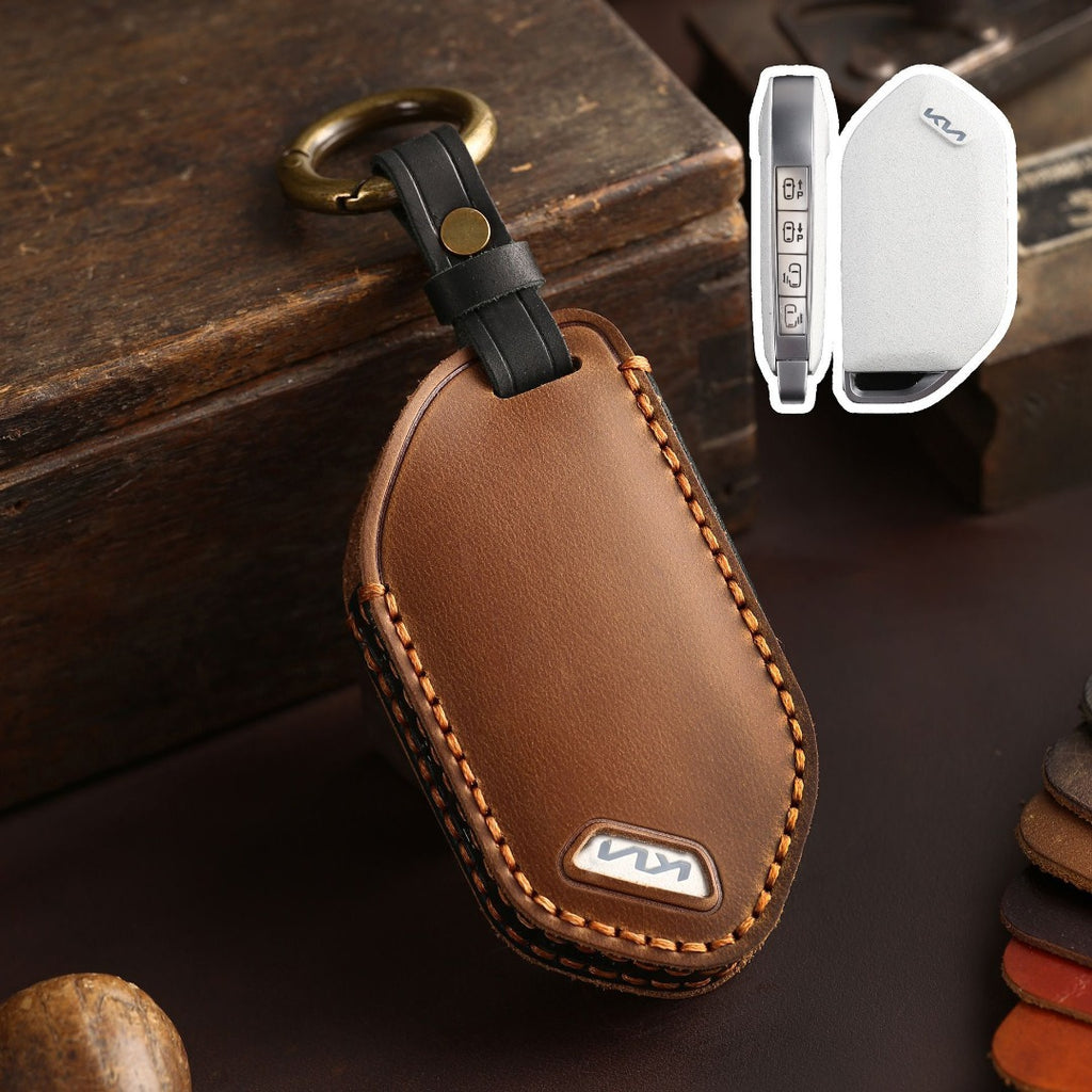 Étui en cuir pour clé de voiture Kia à 5, 6, 7, 8 ou 9 boutons