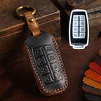 Autoschlüsselhülle aus Leder für Genesis GV70, GV80 und G90 (4, 6 oder 8 Tasten)