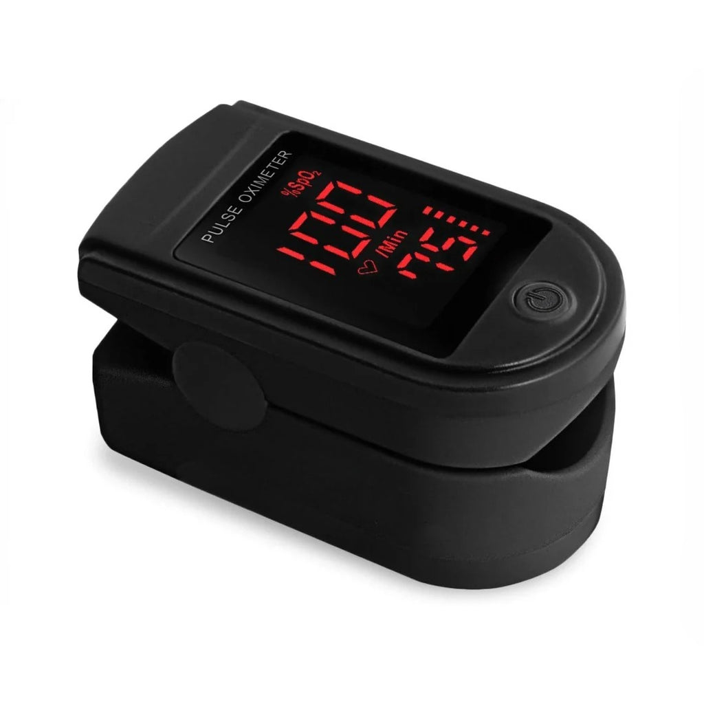 Carsine Fingertip Pulse Oximeter Blood Oxygen Saturation Monitor with Silicone Cover, Batteries and Lanyard Black