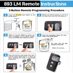 Carsine 891LM 893LM 893Max Chamberlain Craftsman Liftmaster Garage Door Opener Remote Replacement, 1993 to Present Garage Clicker, Universal Garage Door Opener Remote 1 button