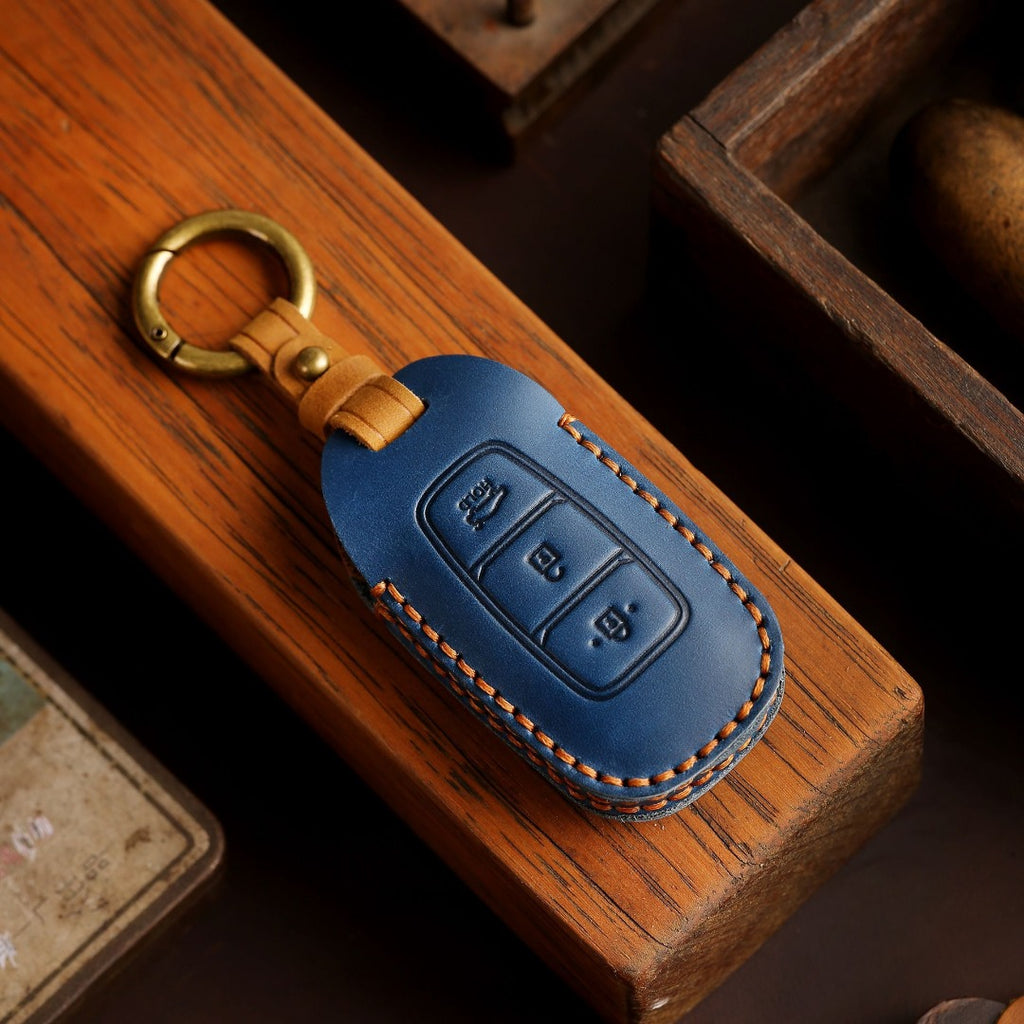 Étui de clé de voiture en cuir pour Hyundai Elantra, 3 boutons