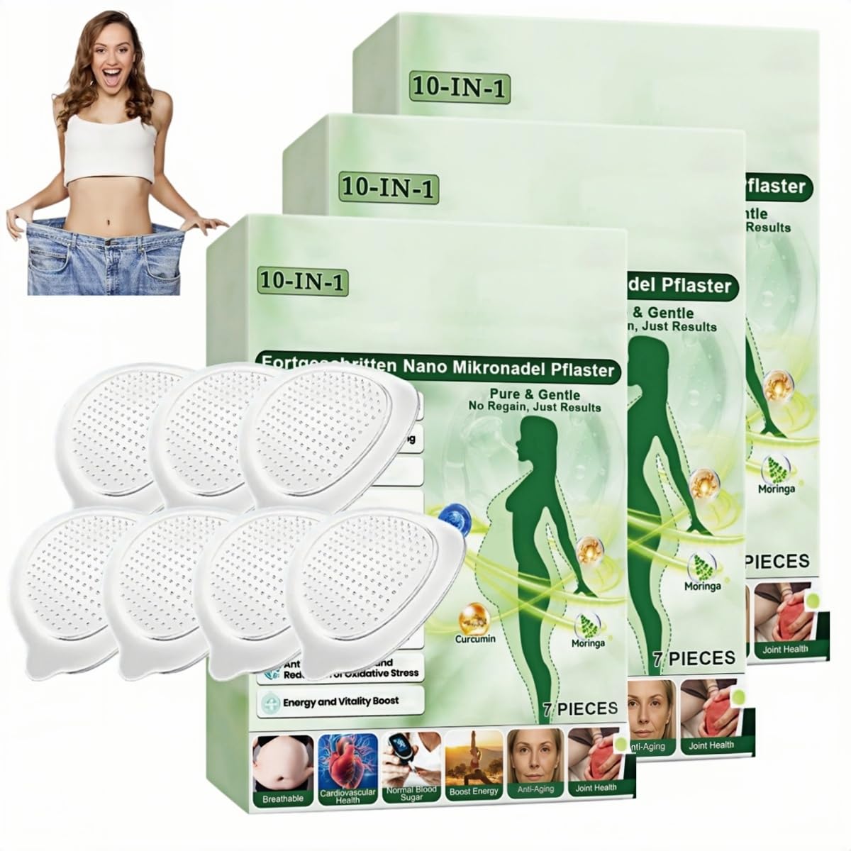 Moringa Berberine Patches Advanced Moringa 10-IN-1 Nano Microdarts Patch Natural Patches for Women Men Gentle Formula for All Skin-Types