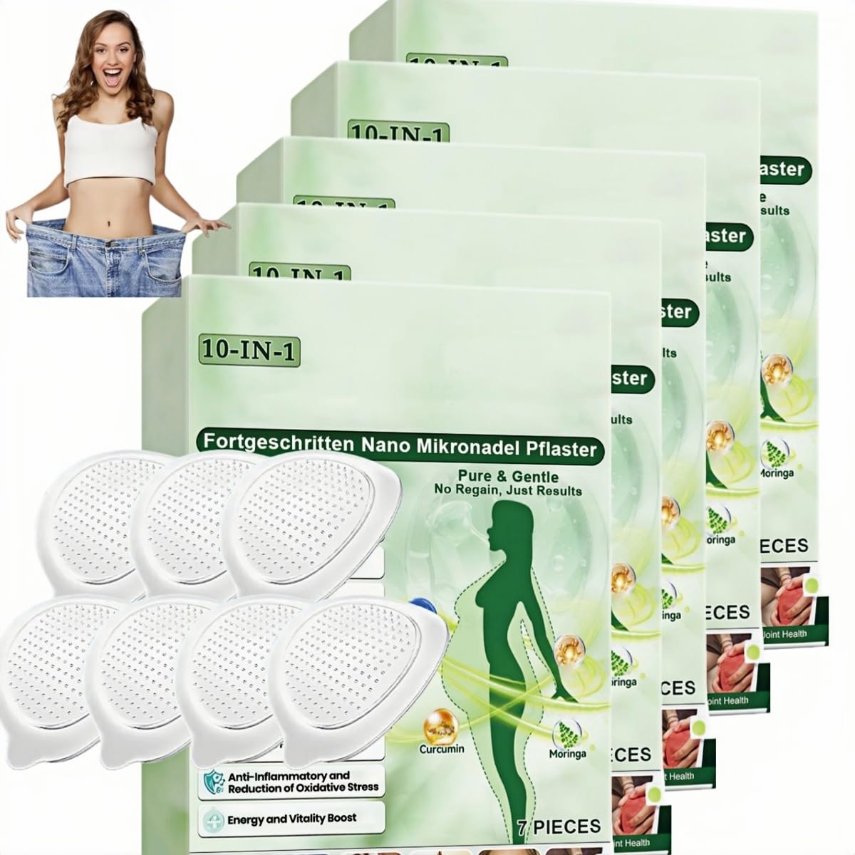 Moringa Berberine Patches Advanced Moringa 10-IN-1 Nano Microdarts Patch Natural Patches for Women Men Gentle Formula for All Skin-Types
