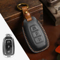 Carsine Hyundai IX25 Festa IX35 Leather Car Key Cover 3 Button Black / 3 Button