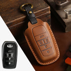 Carsine Toyota Leather Car Key Cover Brown / Type B