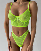 Polka Dot Thong Sexy Lingerie 2-Piece Set G string Thong