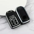 Carsine Honda Pilot Passport Acura Car Key Cover Silver Edge Black / Key case
