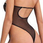 Carsine See-through tube top bodysuit sexy lingerie Black / S