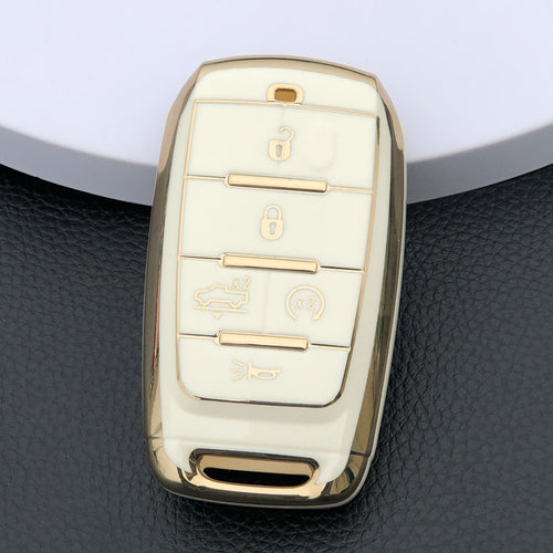 Carsine Golden Edge TPU key fob cover for Jeep Dodge Ram Chrysler - back view