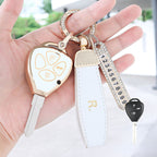 Carsine Toyota Car Key Case Golden Edge B / White / Key case + R chain