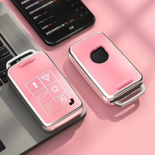 Carsine Volvo Car Key Case Silver Edge C（6 buttons） / Pink