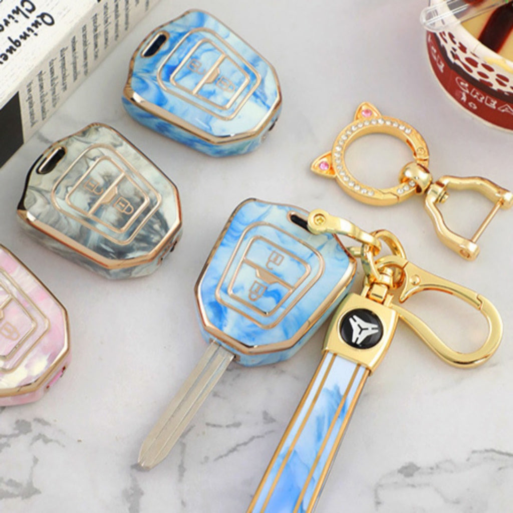 Étui pour clé de voiture Isuzu en or incrusté de jade