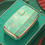 Carsine Land Rover Jaguar Car Key Case Gold Inlaid With Jade Green / Key case