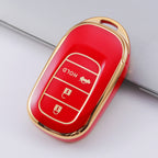 Carsine Honda Acura Car Key Case Golden Edge Red / 3 buttons