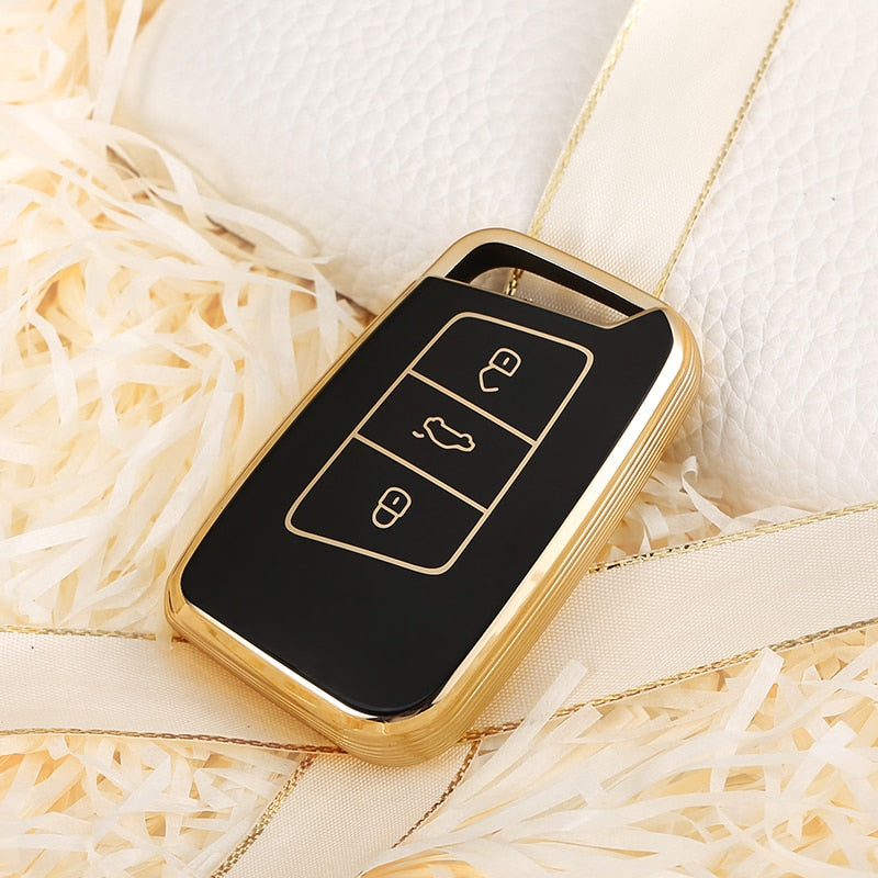 Carsine Volkswagen Car Key Case Golden Edge Black / Key case