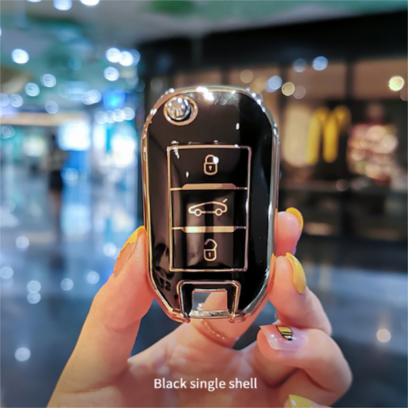 Carsine Citroen Peugeot Car Key Case Golden Edge Black / Key case