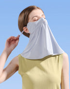 Carsine Summer Ice Silk Sunscreen Mask Women's Neck Protection UV UPF 50+ Grey